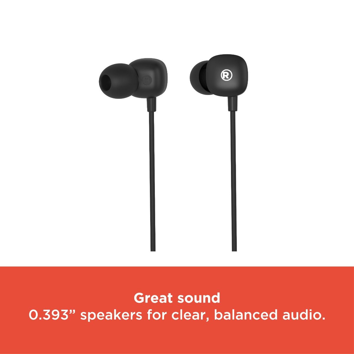RadioShack Thin Wired Stereo Earphones – 3.5mm Jack, Built-In Mic, 10mm Drivers, 3.9ft Cable, Lightweight Design, Black