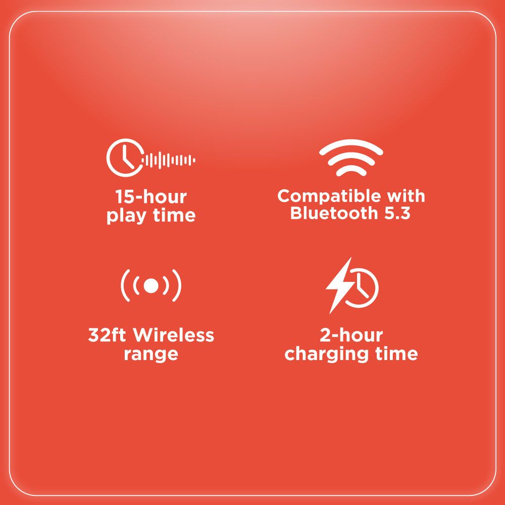 RadioShack Free Beat Headphones - Bluetooth 5.3, 40mm Drivers, 15-Hour Playtime, 32 ft Wireless Range, White