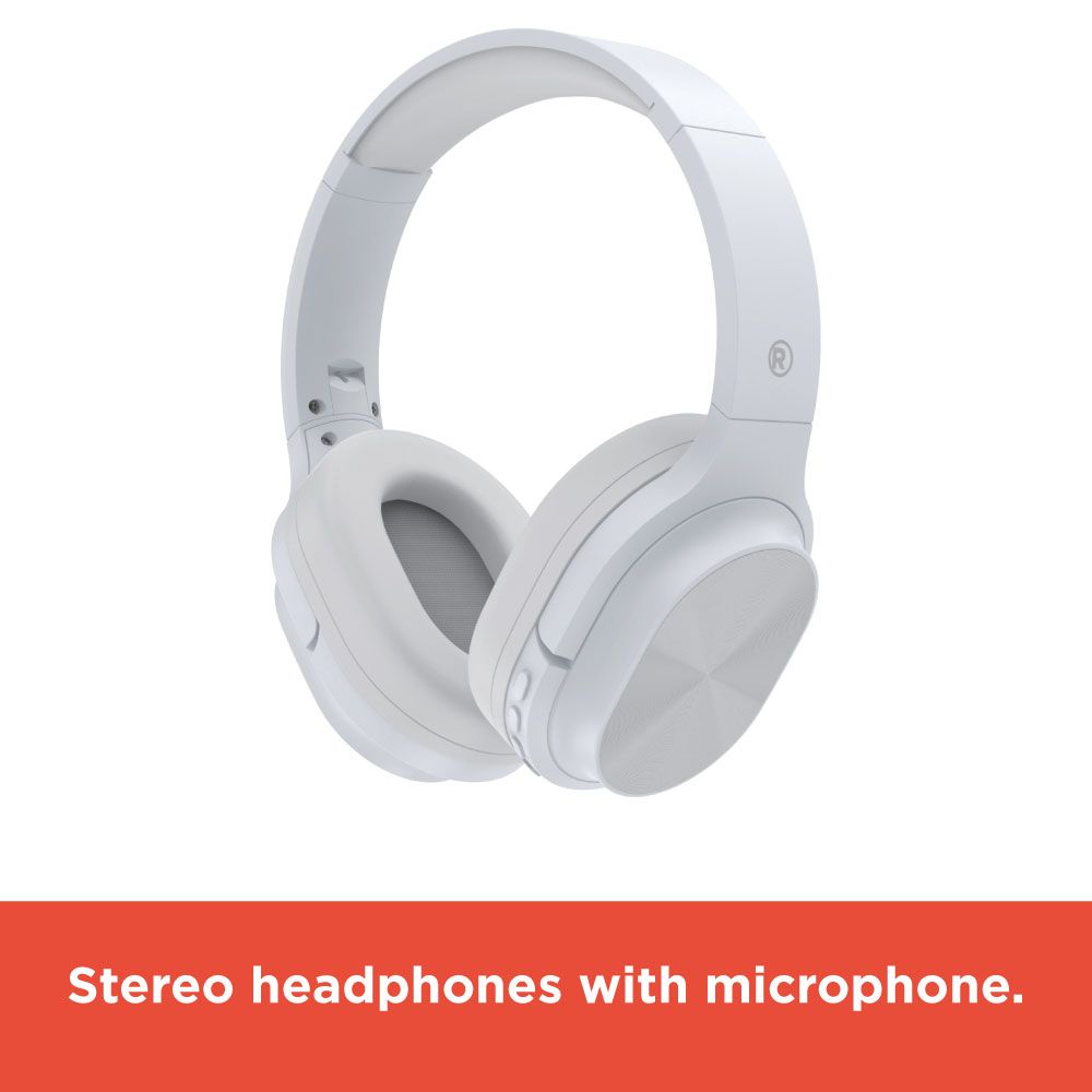 RadioShack Free Beat Headphones - Bluetooth 5.3, 40mm Drivers, 15-Hour Playtime, 32 ft Wireless Range, White