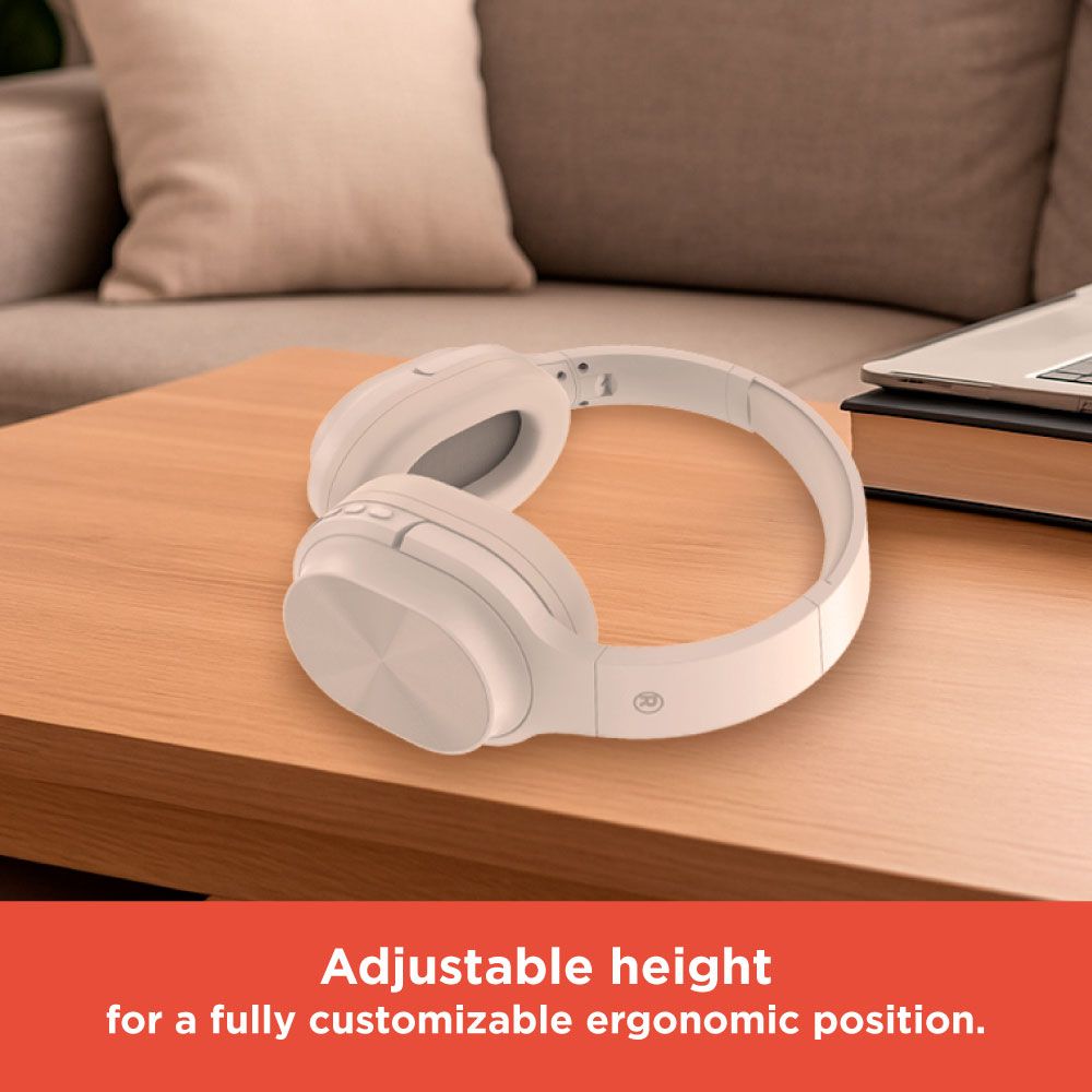 RadioShack Free Beat Headphones - Bluetooth 5.3, 40mm Drivers, 15-Hour Playtime, 32 ft Wireless Range, White