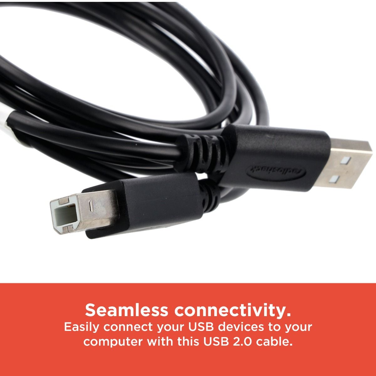 RadioShack USB 2.0 Cable – USB-A to USB-B, High-Speed 480Mbps Data Transfer, 3 ft Length, Nickel-Plated Connectors