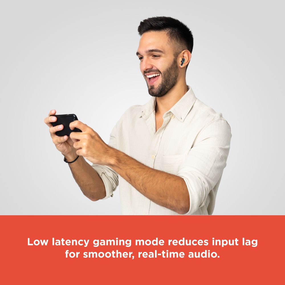 RadioShack Wireless Gaming Earbuds – Bluetooth 5.3, Low-Latency Mode, ENC Mics, 22-Hour Playtime, LED Case, Black