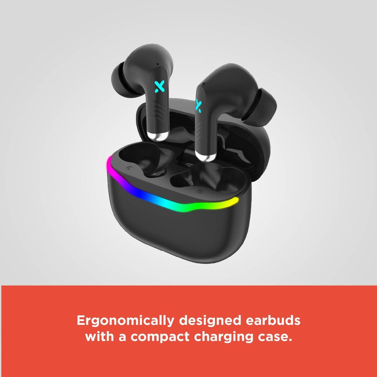 RadioShack Wireless Gaming Earbuds – Bluetooth 5.3, Low-Latency Mode, ENC Mics, 22-Hour Playtime, LED Case, Black