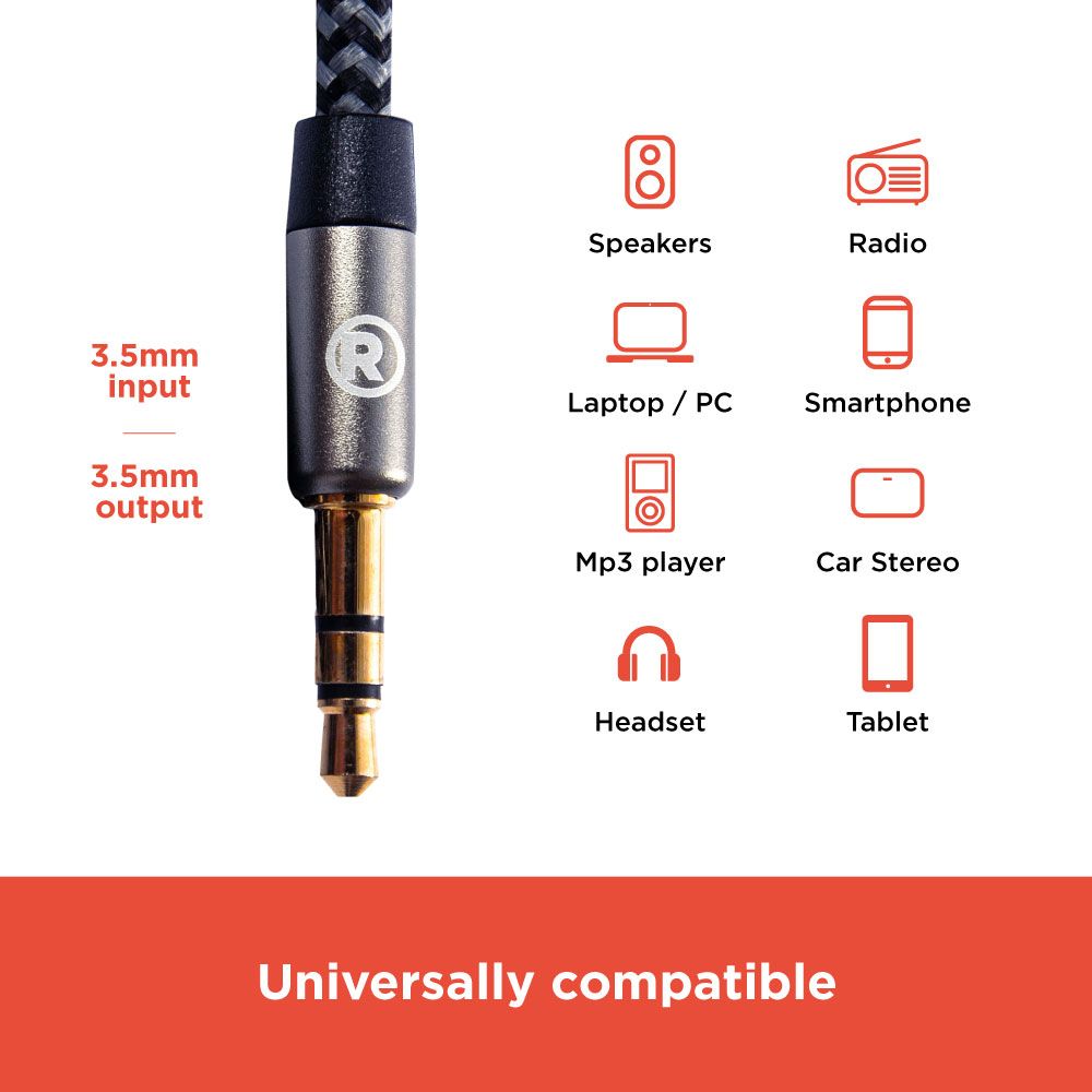 RadioShack Braided 3.5mm Male to Male Cable - 91.4cm (3 Feet) 4203224 6 RadioShack Braided 3.5mm Male to Male Cable - 91.4cm (3 Feet) 4203224