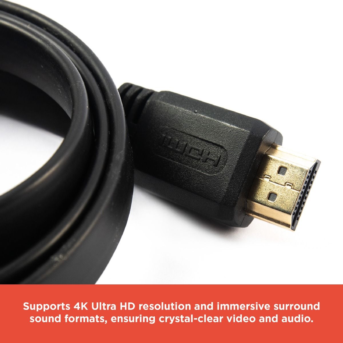 RadioShack HDMI 2.0 4K Flat Cable with Ethernet Male to Male - 2.7m 1503272 9 Feet