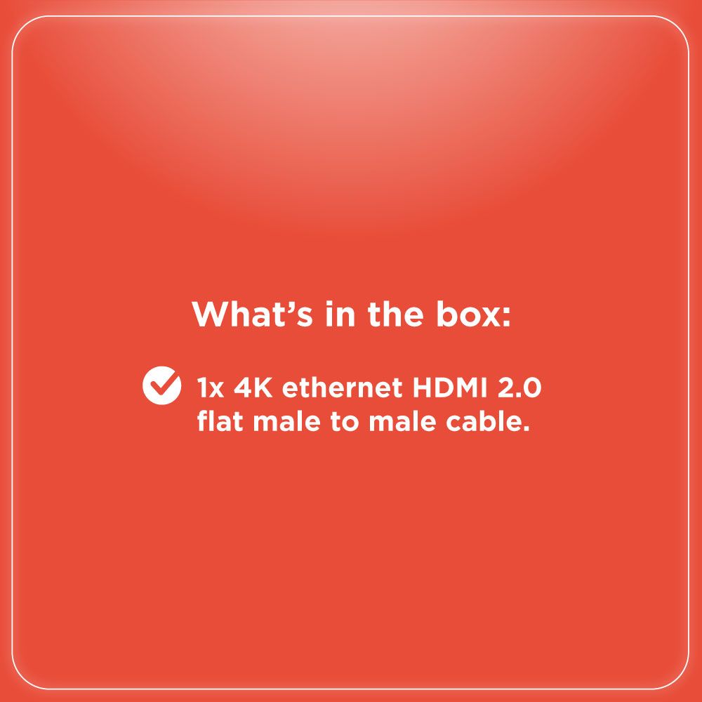 RadioShack HDMI 2.0 4K Flat Cable with Ethernet Male to Male - 2.7m 1503272 9 Feet