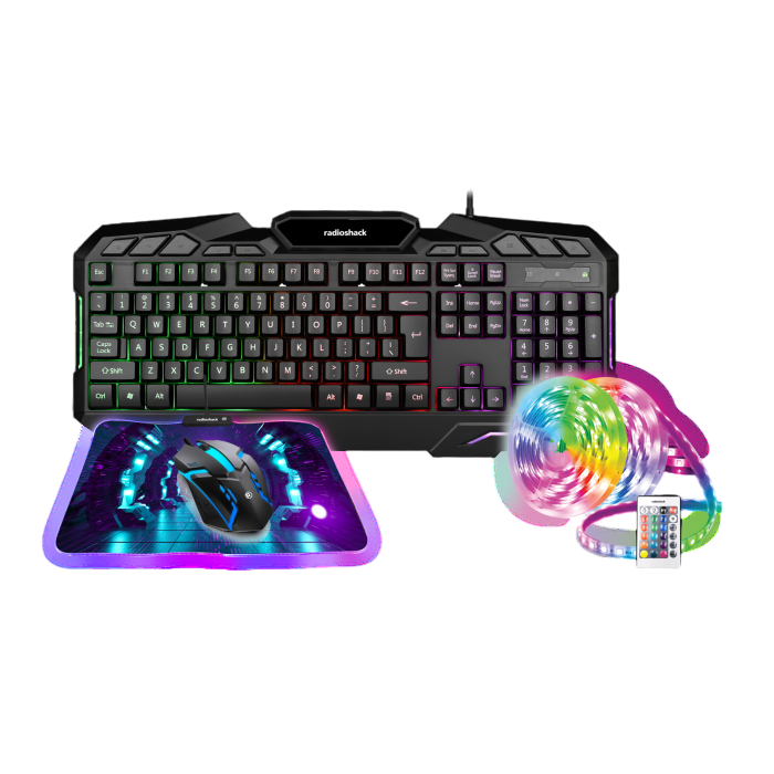 RadioShack Keyboard RGB Light Mouse and Mouse Pad Combo 2607062