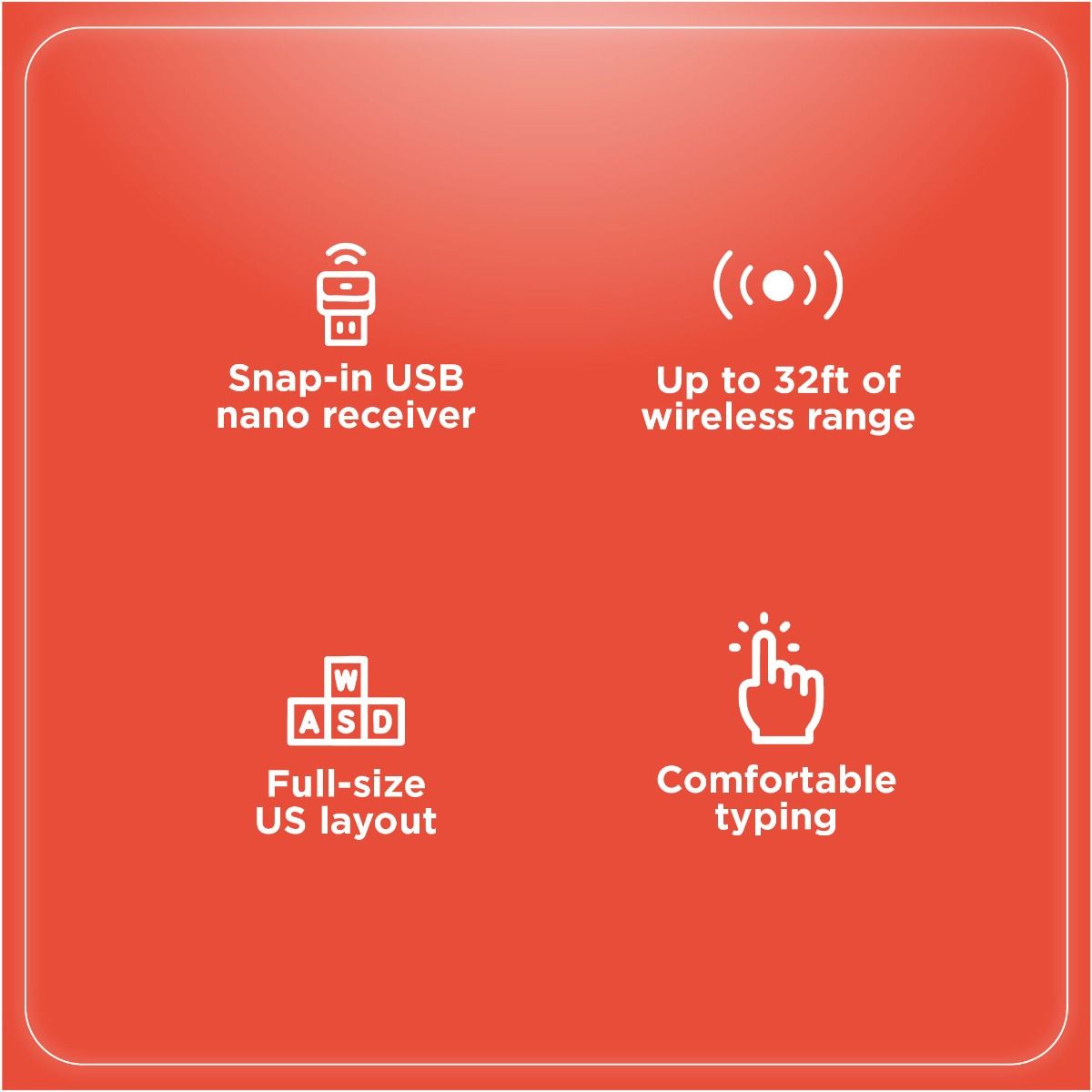RadioShack Black 2.4Ghz Wireless Keyboard – 33 ft Range, Nano USB-A Receiver, Battery Powered, Ergonomic Design, 2607147