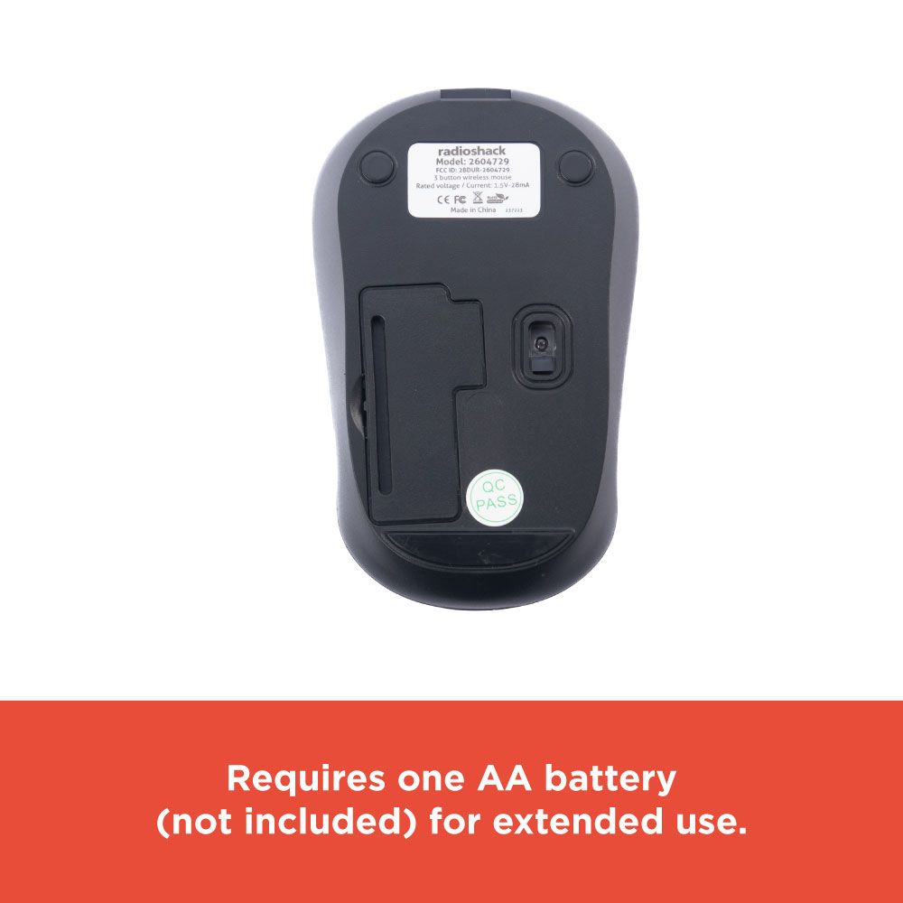 RadioShack Wireless 3-Button Mouse 2604729 - Mice - Products