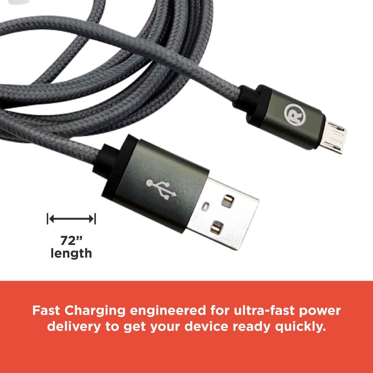 RadioShack USB 2.0 Male to Micro USB Male Braided Cable - 1.8m (6 Feet) 2605138