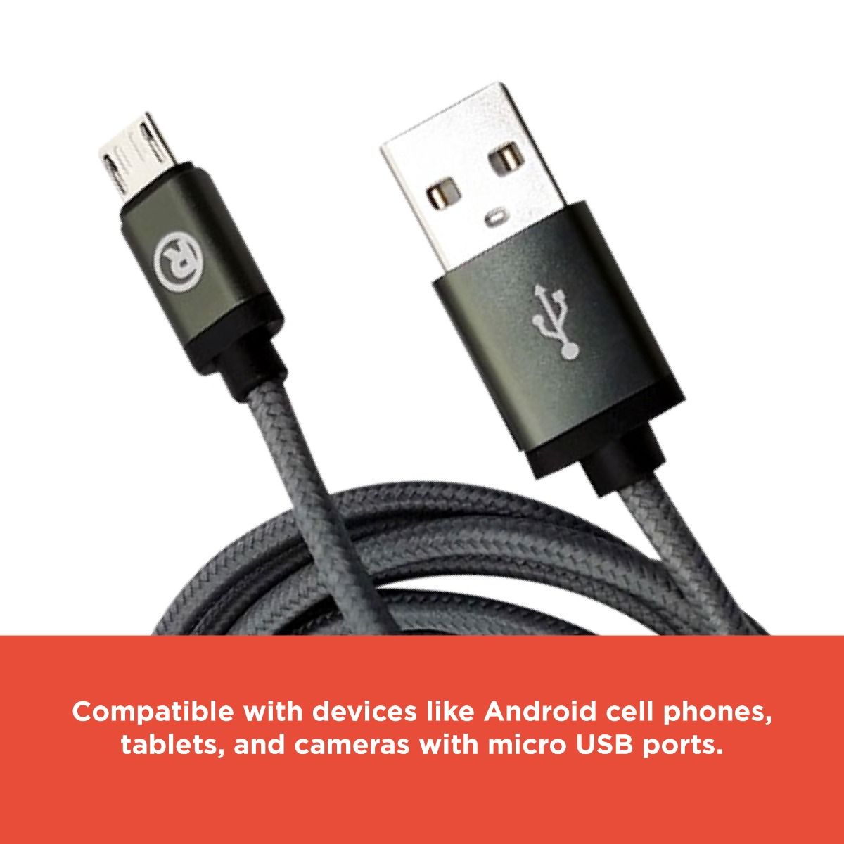 RadioShack USB 2.0 Male to Micro USB Male Braided Cable - 1.8m (6 Feet) 2605138 3 RadioShack USB 2.0 Male to Micro USB Male Braided Cable - 1.8m (6 Feet) 2605138