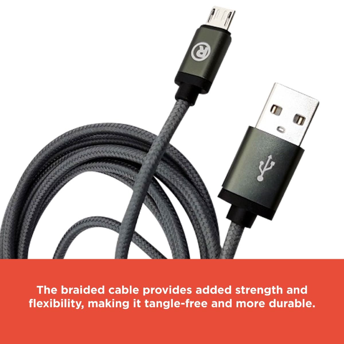 RadioShack USB 2.0 Male to Micro USB Male Braided Cable - 1.8m (6 Feet) 2605138 4 RadioShack USB 2.0 Male to Micro USB Male Braided Cable - 1.8m (6 Feet) 2605138