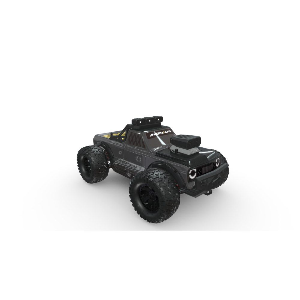 All-Terrain RC Stunt Truck (1:16) - LED Lights, 15.5 mph, 164 ft Range, 25-Min Playtime, USB Rechargeable, Black