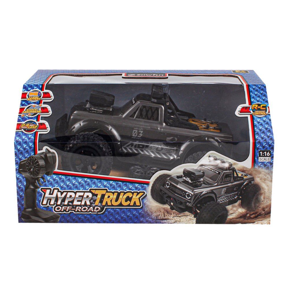 All-Terrain RC Stunt Truck (1:16) - LED Lights, 15.5 mph, 164 ft Range, 25-Min Playtime, USB Rechargeable, Black 4 All-Terrain RC Stunt Truck (1:16) - LED Lights, 15.5 mph, 164 ft Range, 25-Min Playtime, USB Rechargeable, Black