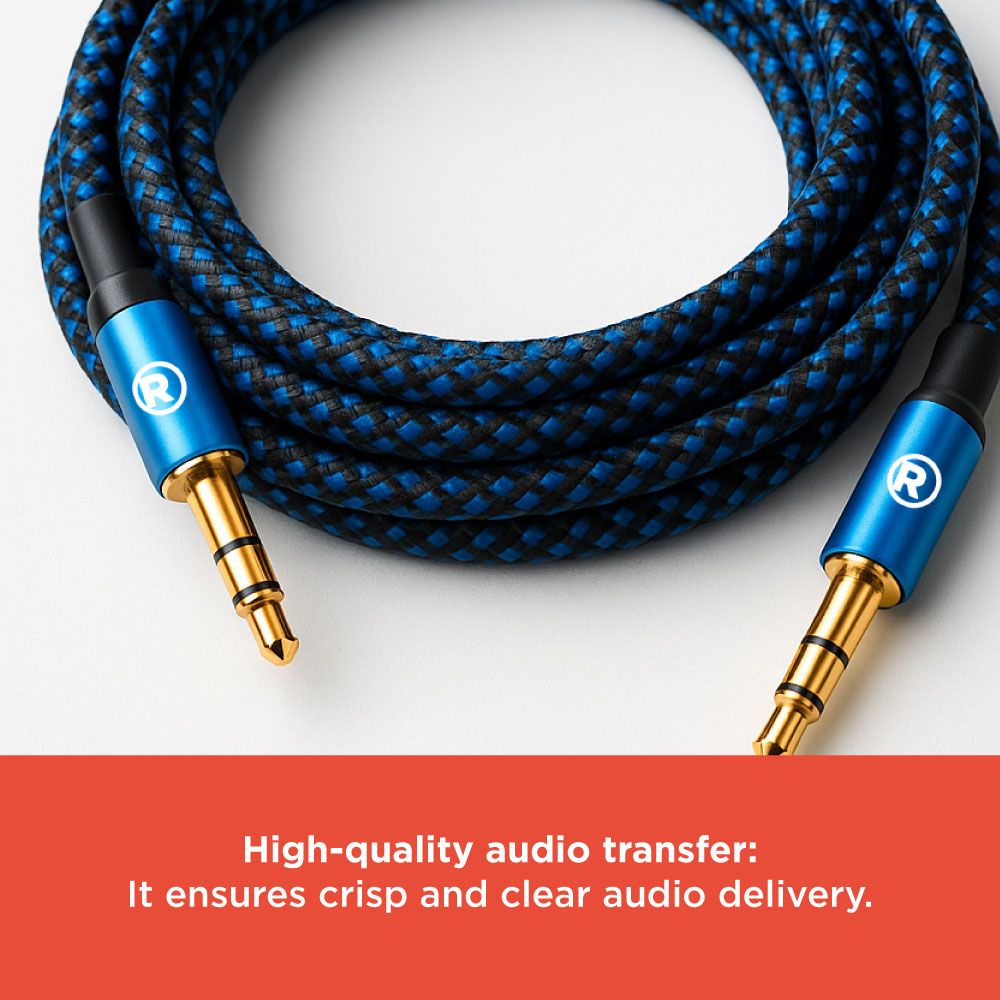 RadioShack 3.5mm Male to Male Braided Cable Blue - 3 ft 4203226