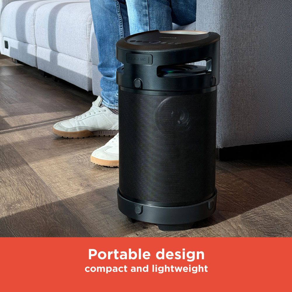 RadioShack Bluetooth Speaker – 74W, 360° Sound, IPX5 Water Resistant, AUX Input, Rechargeable Battery, RGB Lights