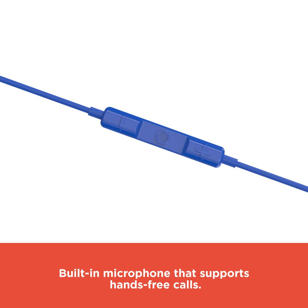RadioShack Wired Type-C Earphones – Built-In Mic, 10mm Drivers, Quick Access Controls, 3.5ft Cable, Blue